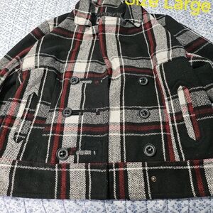 Plaid Double-Breasted Peacoat